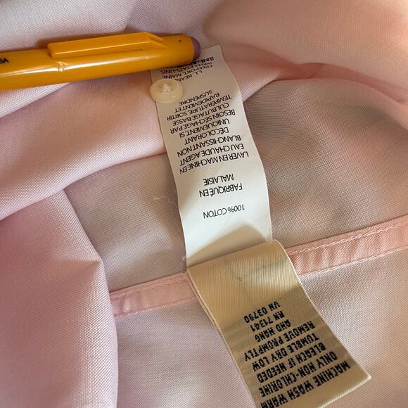 L.L. Bean Wrinkle Resistant Button Up Sleeveless SZ MP Pintuck Pink Collarless - Picture 5 of 7